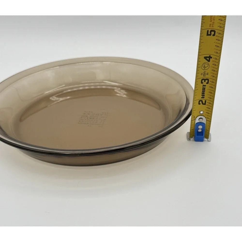 Vintage Pyrex 229 & 209 Smoke Brown Amber Pie Plates Set of 2 USA Glass Bakeware